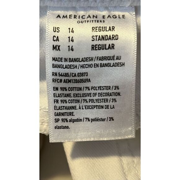 American Eagle Women's 14 Regular Stretch White Flared Leg Wide Jeans Slit - Picture 7 of 9
